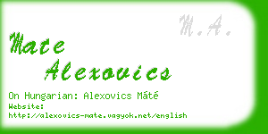 mate alexovics business card